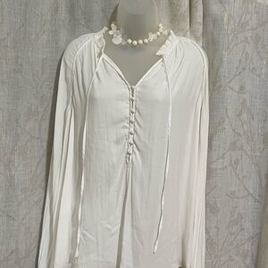 Forever 21 Cream Blouse with Tie Detail
